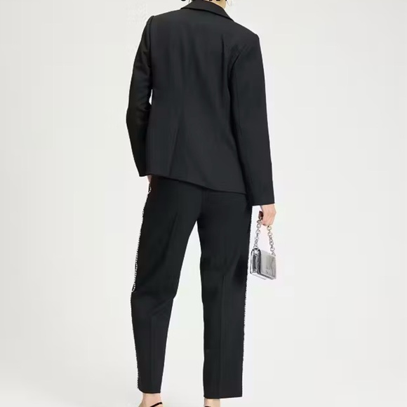 Kate Spade Embellished Black Tweed Blazer with Rhinestone Lapels, Size 12 - Picture 5 of 7